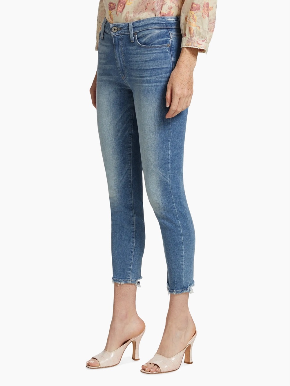 PAIGE Hoxton Crop Atterbury Wash Skinny Jeans Torn Back Hem Style